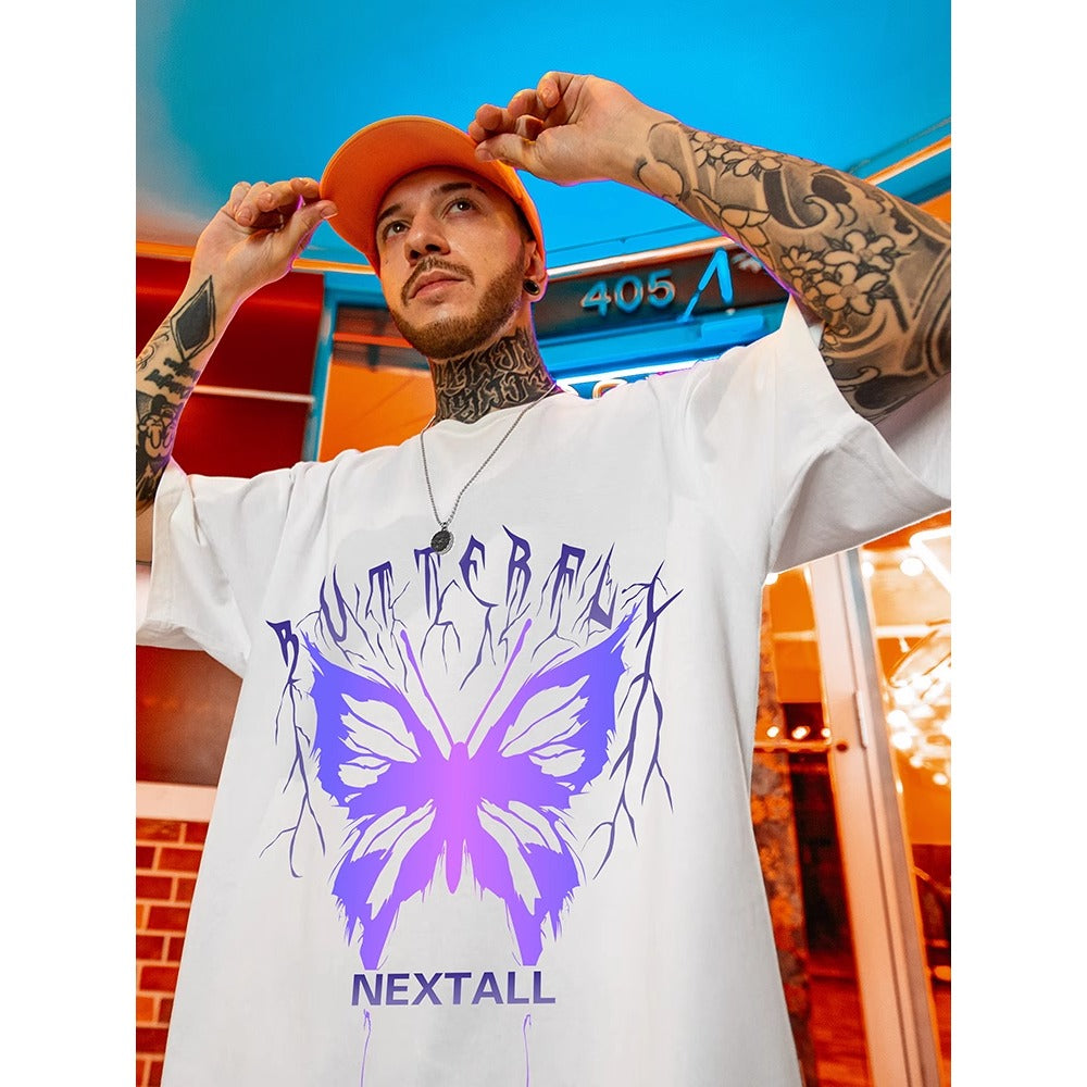 Street Philanthropist Butterfly Short Sleeve T-Shirt Men ins Trend
