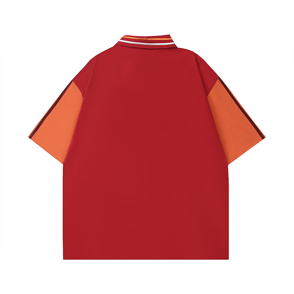 Evokyn Cartoon Patchwork Polo Shirt