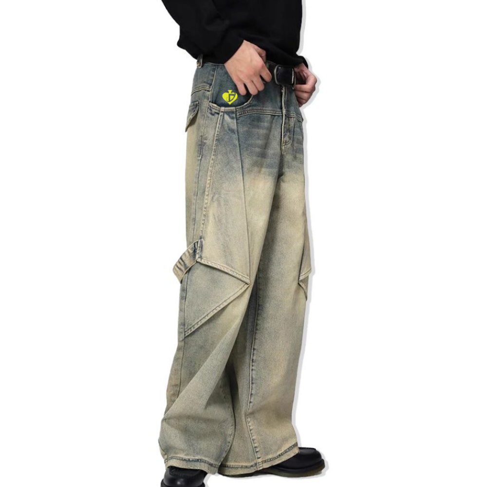 DF|Functional Solid Color Patchwork Jeans