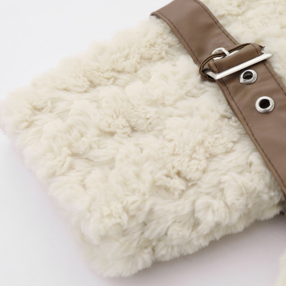 Retro PU Spliced Sherpa Coat