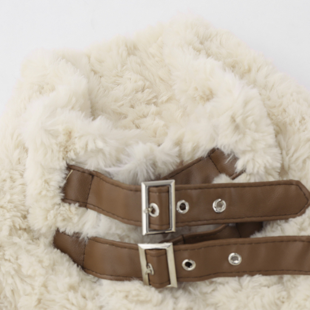 Retro PU Spliced Sherpa Coat