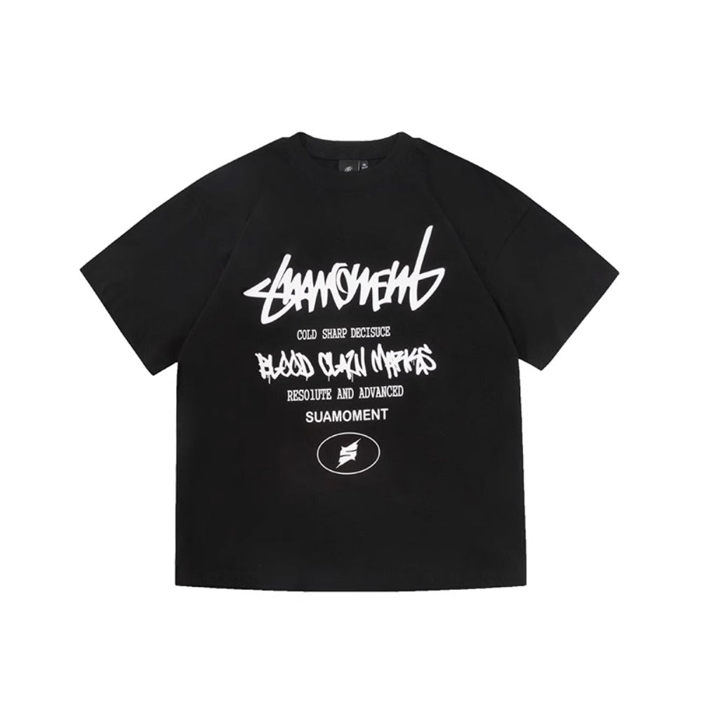 Street Philanthropist Scratch Graffiti Letter Print Short Sleeve