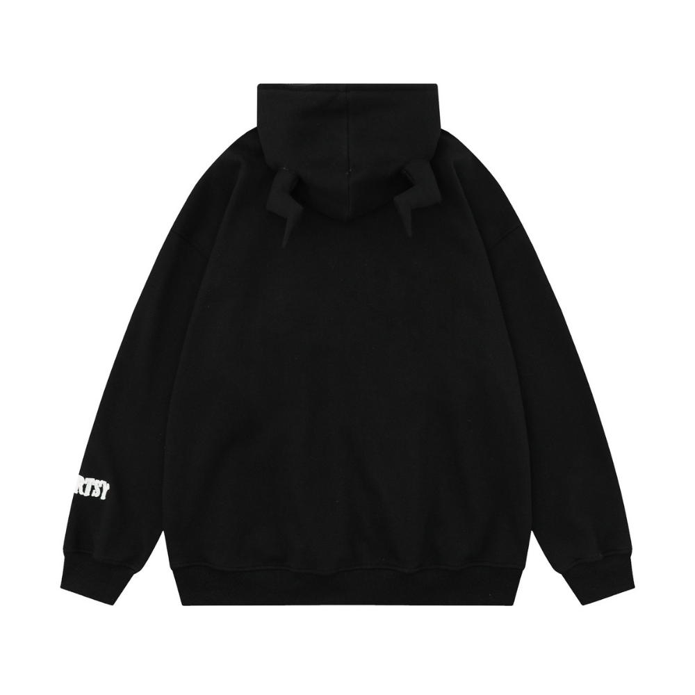 Devil Horn Spider Embroidered Hoodie