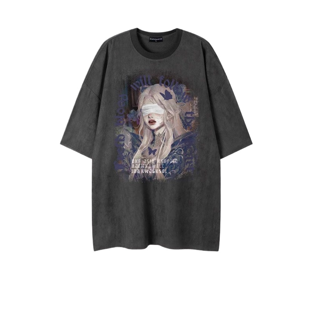 Street Philanthropist American Vintage Character Print Short Sleeve
