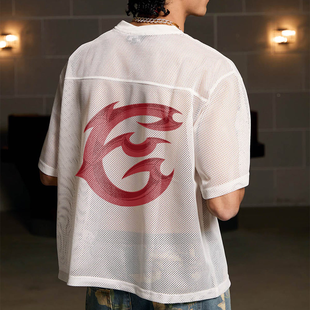 Evokyn Jersey Lucky Letter Print Quick Dry V-neck T-shirt