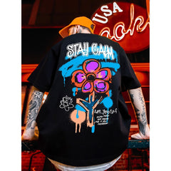 Street Philanthropist Flower Graffiti Short Sleeve T-Shirt Details