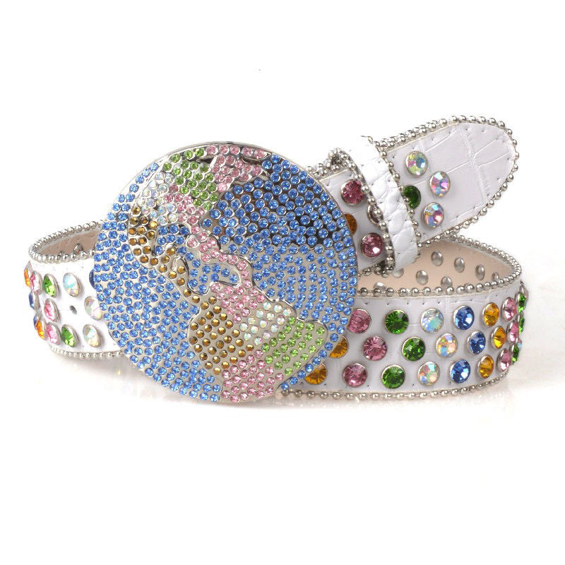 LoopStone Crystal Shining Rhinestone Versatile Rivet Belt