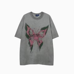 Street Philanthropist Butterfly Print Loose Men's and Women's T-Shirts Details