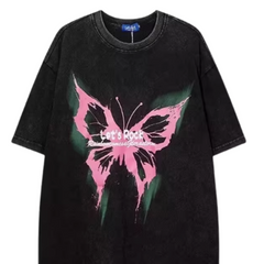 Street Philanthropist Butterfly Print Loose Men's and Women's T-Shirts Details