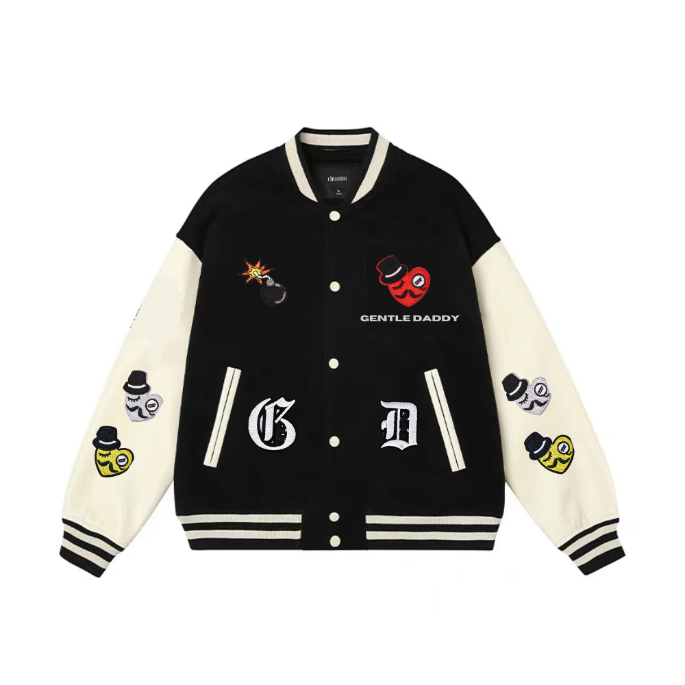 Gentle Daddy |Boom Embroidery Heart Baseball Jacket