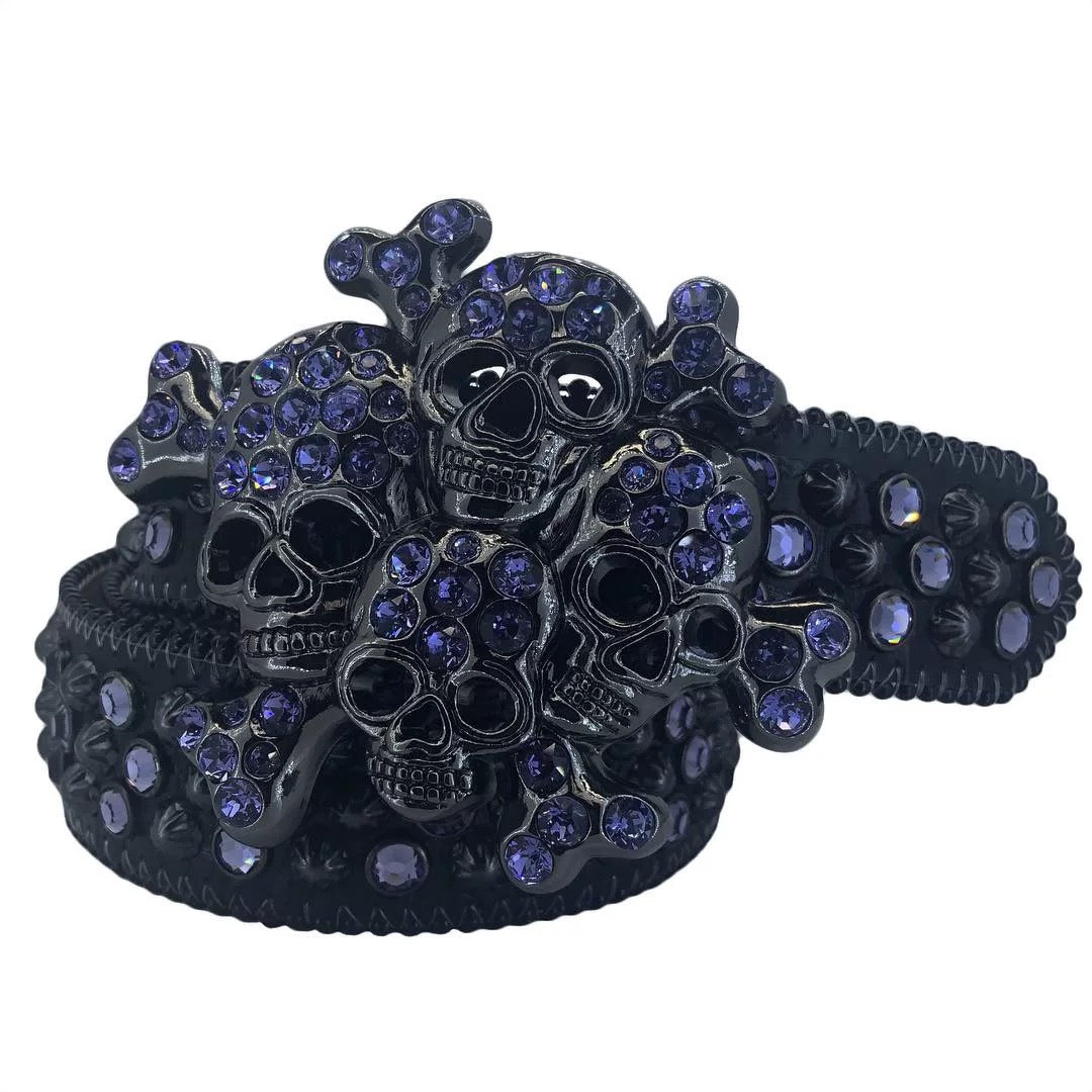 LoopStone Luxury® Rule the Night — Rhinestone Skull Belt