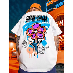 Street Philanthropist Flower Graffiti Short Sleeve T-Shirt Details