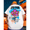 Street Philanthropist Flower Graffiti Short Sleeve T-Shirt