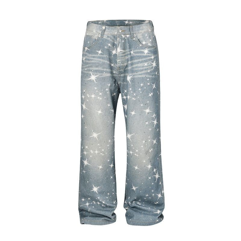 LoopStone Crystal Wash Wide-Leg Shining Stars Jeans