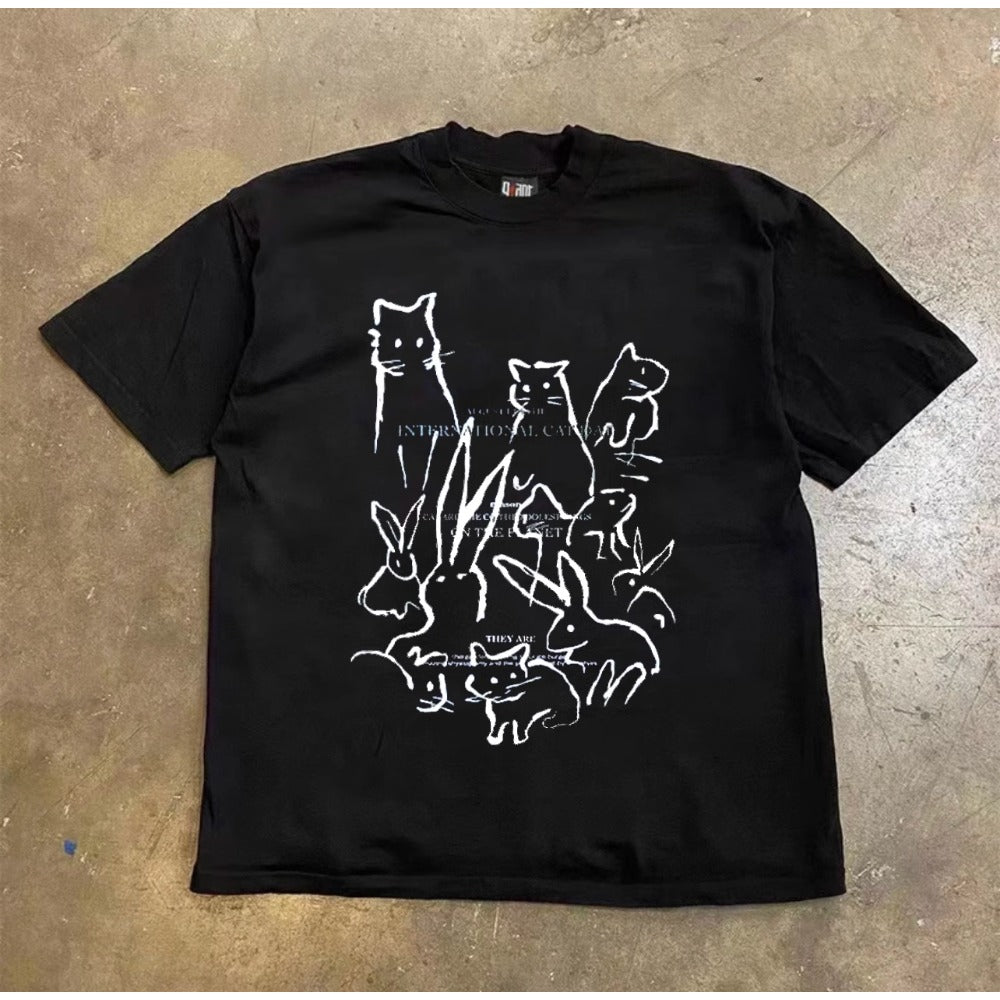 Street Philanthropist Cat And Rabbit T-Shirt