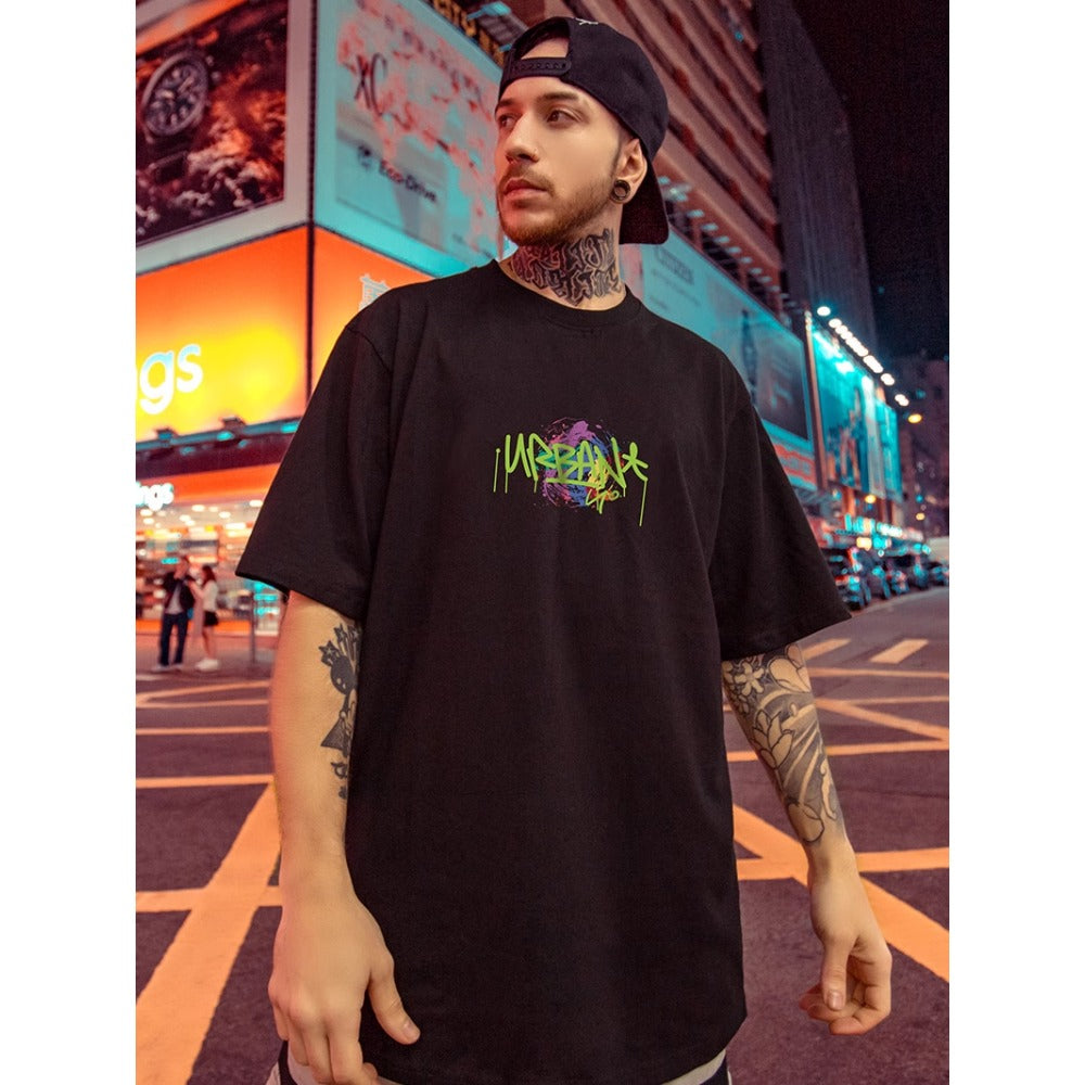 Street Philanthropist Graffiti Short Sleeve Men Ins Tide Loose Hip Hop T-Shirt