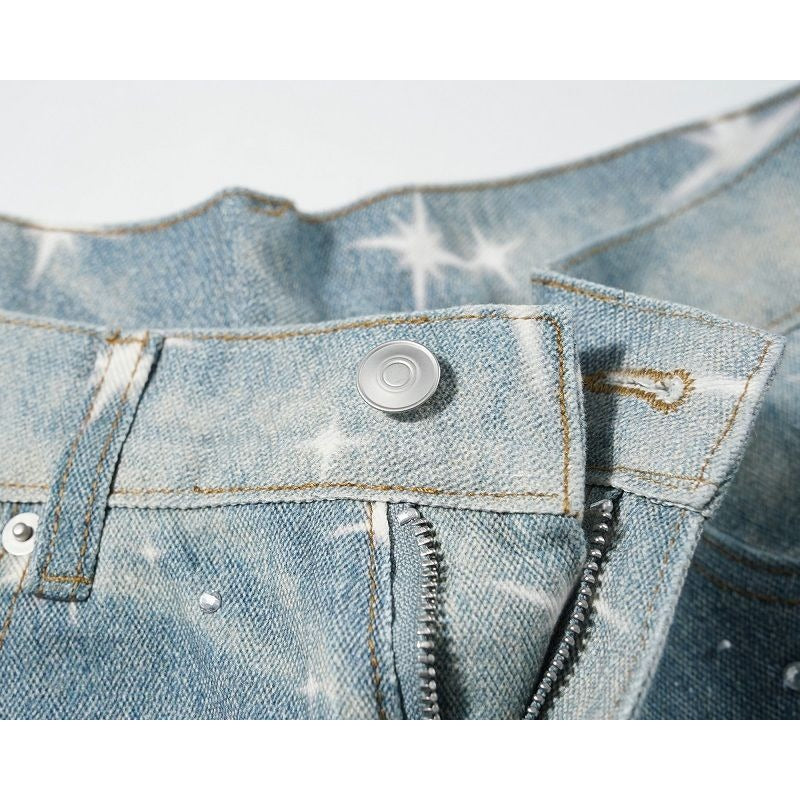 LoopStone Crystal Wash Wide-Leg Shining Stars Jeans