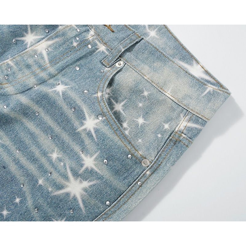 LoopStone Crystal Wash Wide-Leg Shining Stars Jeans