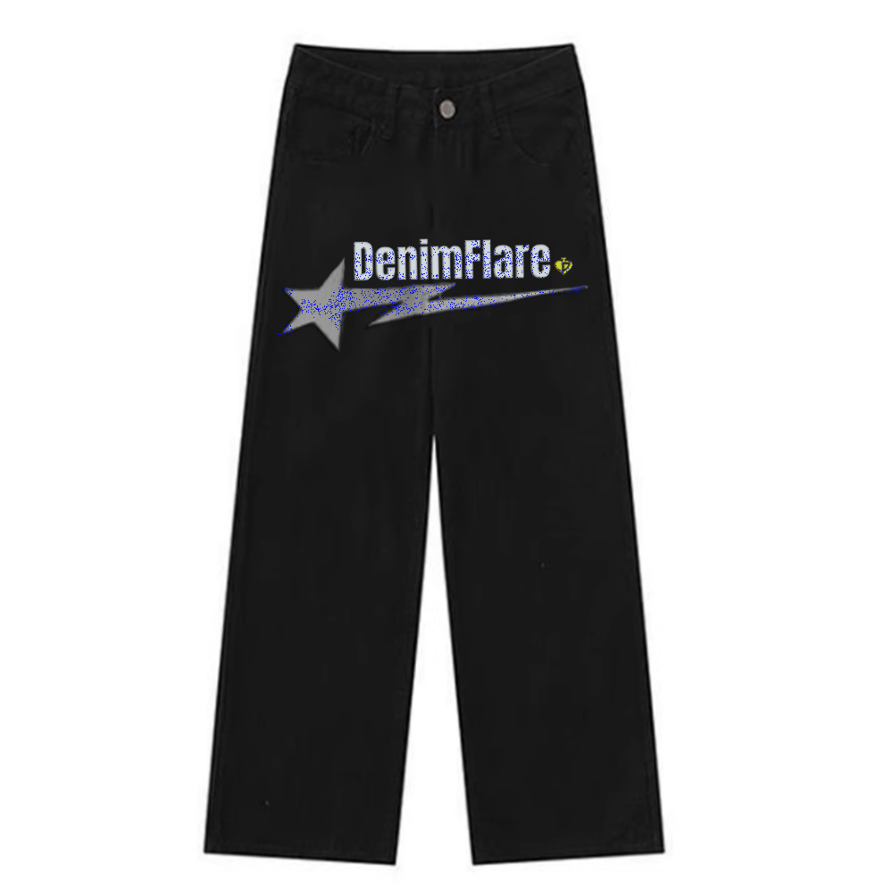 DF| Glitter Star Fragment Print Jeans