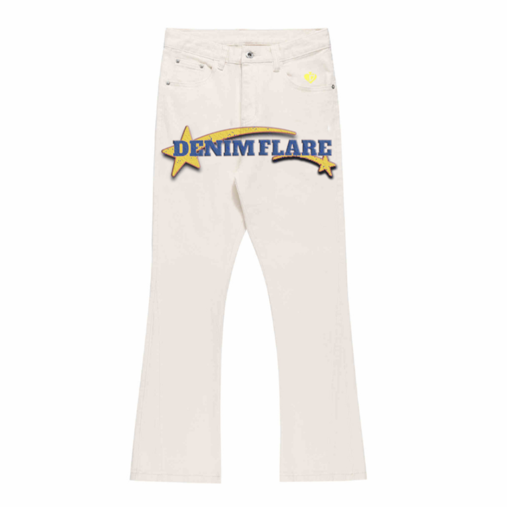 DF| Yellow Star Letter Print Jeans