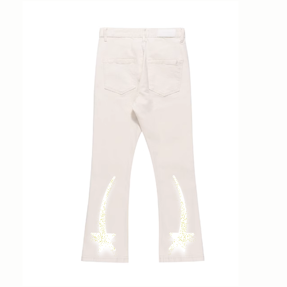 DF| Yellow Star Letter Print Jeans