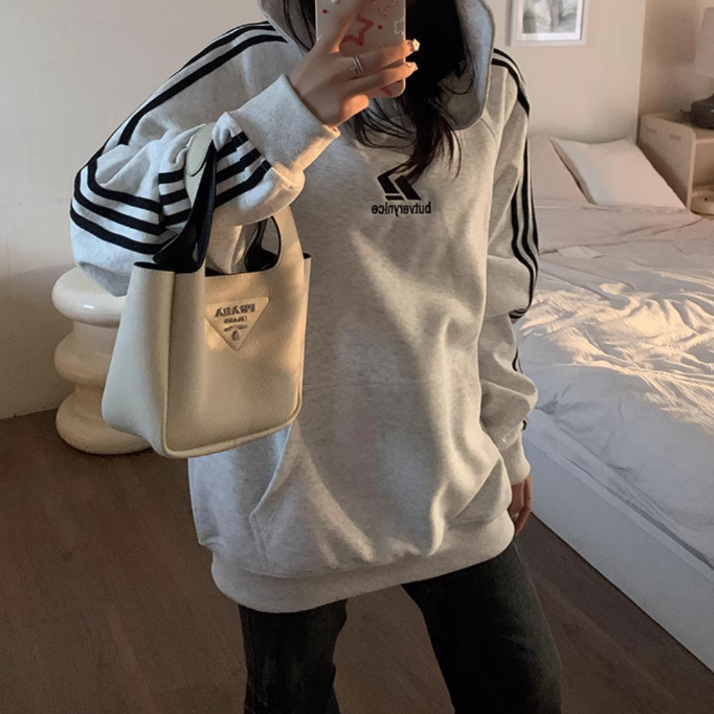 Women's Classic Versatile Striped Hoodie
