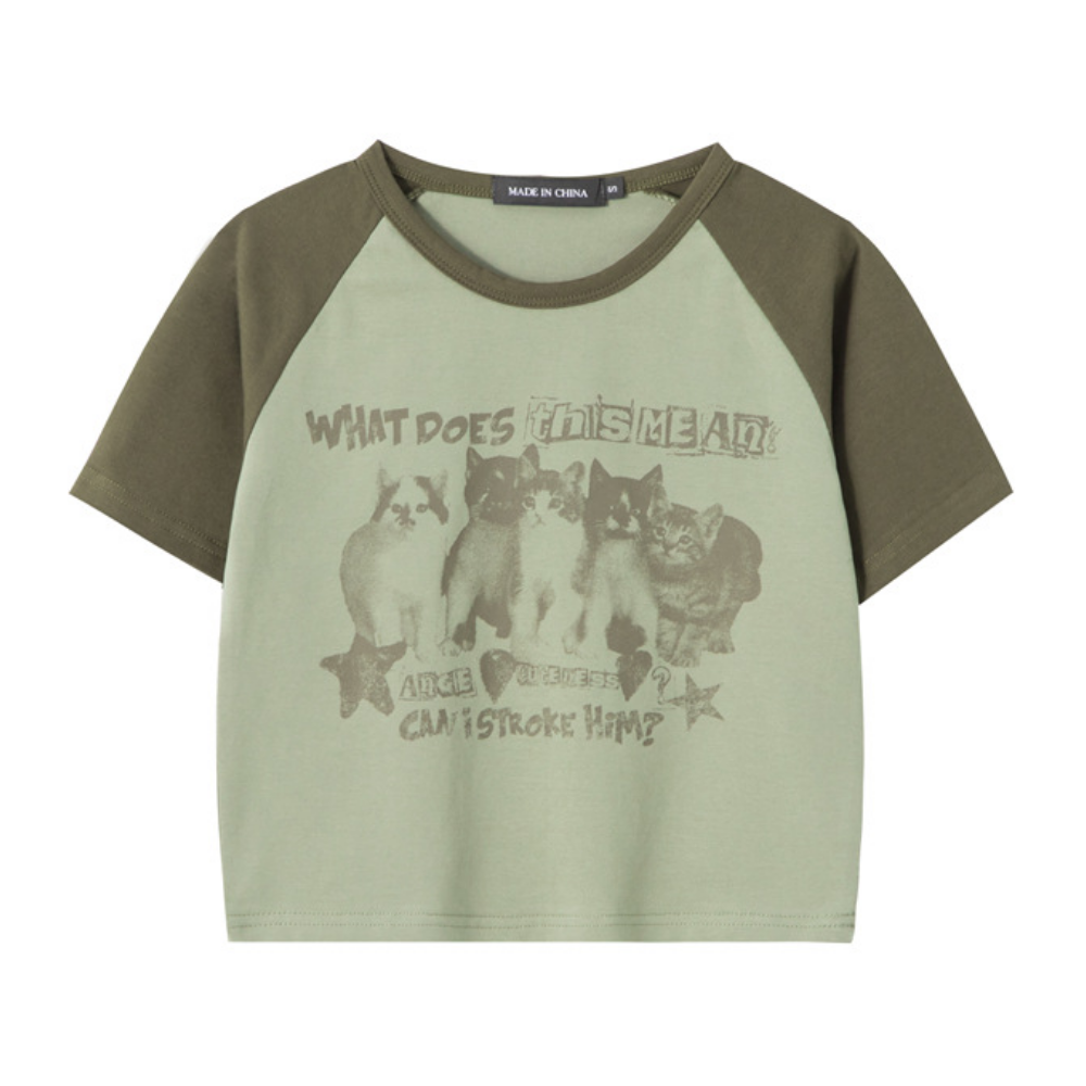 Women's Vintage Cat Print T-shirt