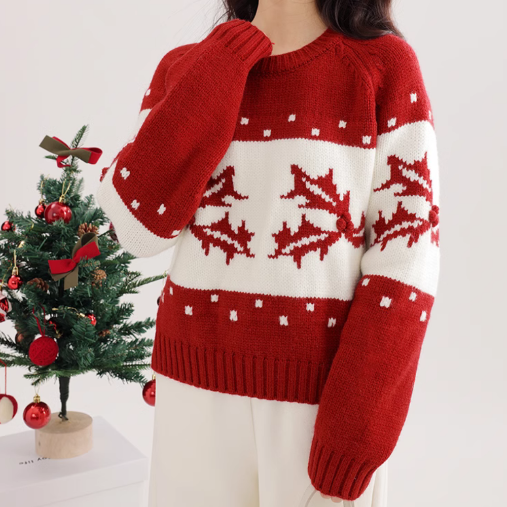 Women's Urban Abstract Flower Sweater
