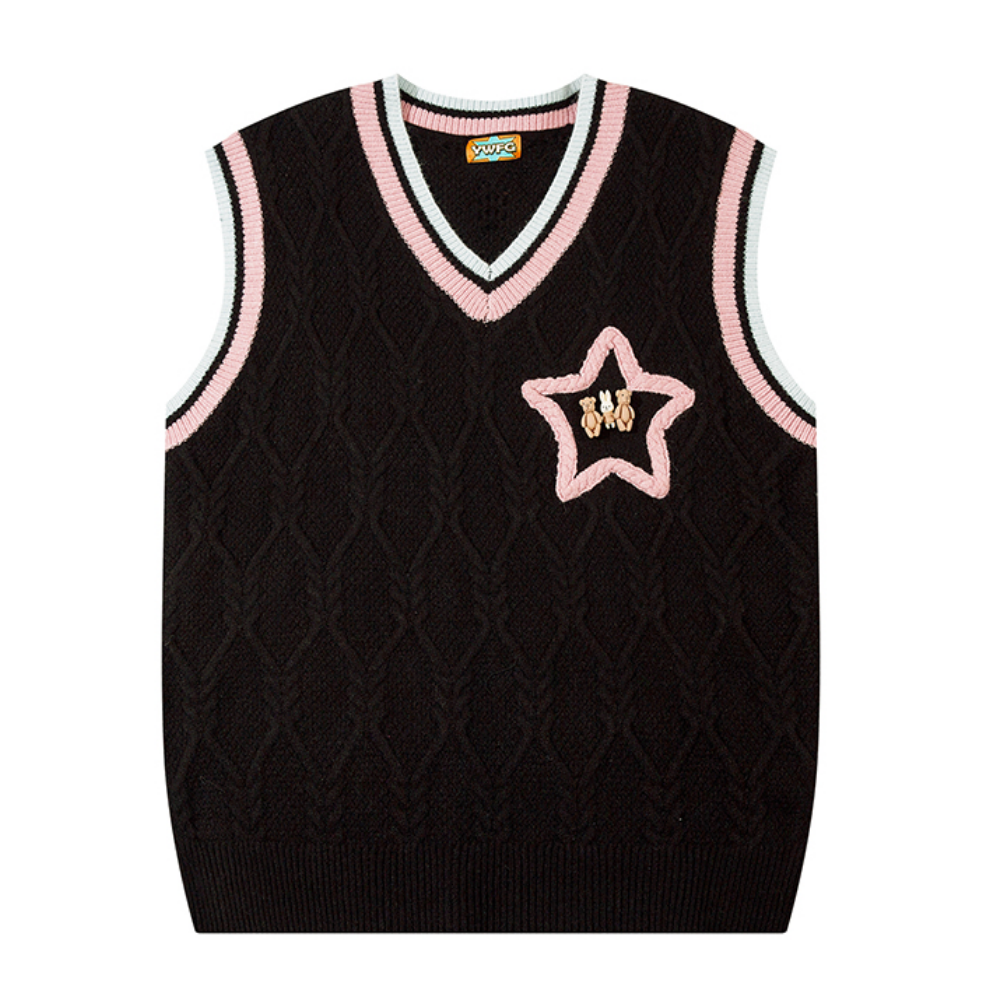 Women's Preppy Style Star Embroidered Knit Vest