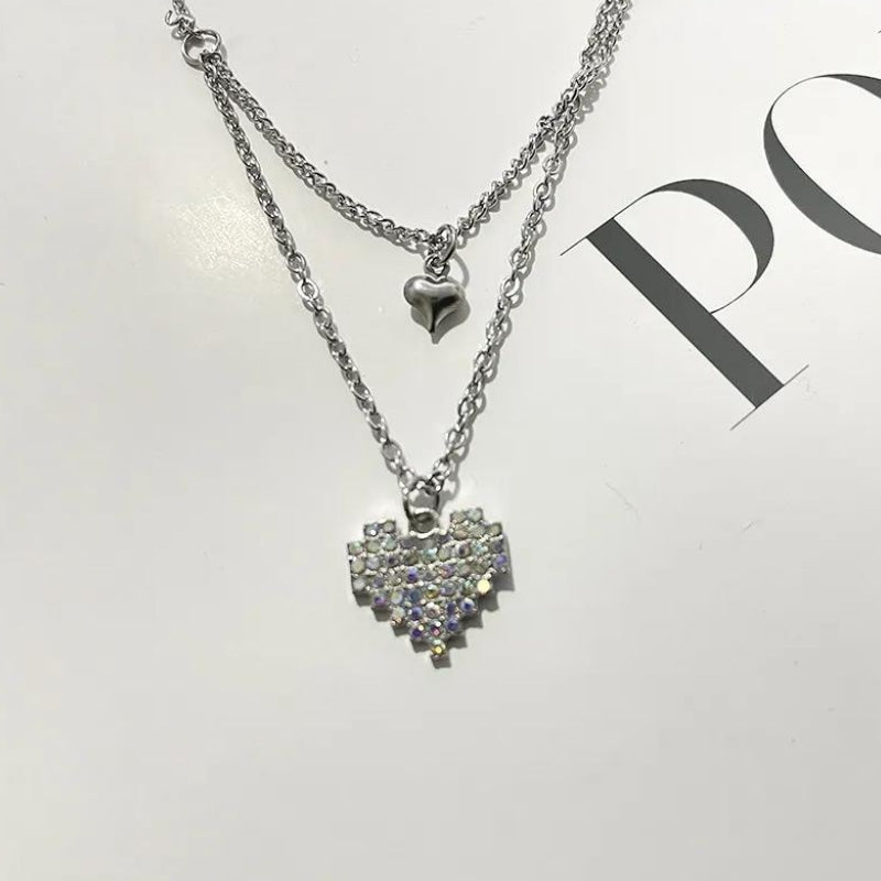 Double Diamond Heart Necklace
