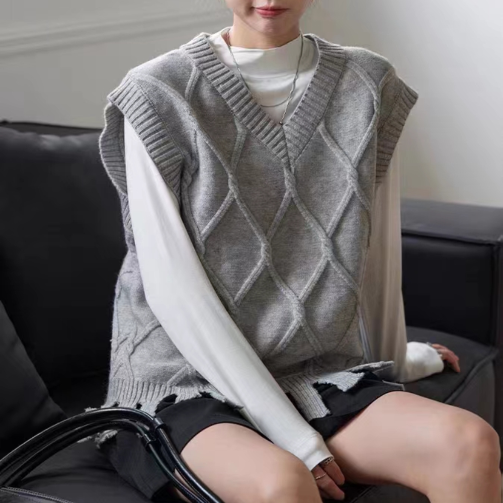 Women's Casual Solid Color Knitted Vest