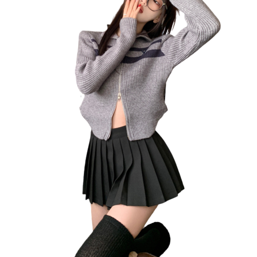 Women's Vintage Contrast Slim-fit Knit Cardigan