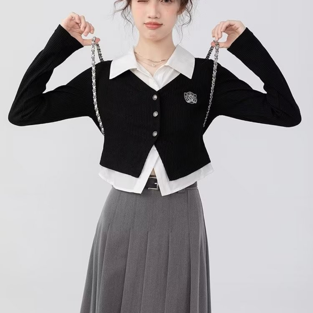 Women's Preppy Slim Fit Top