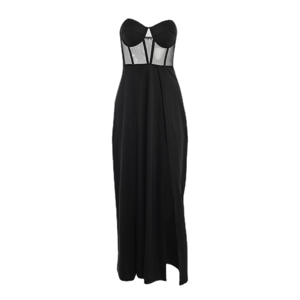 Women's Tube Top Slit Slim Dress
